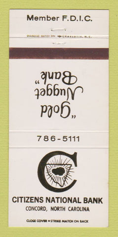 Matchbook Cover - Citizens National Bank Concord NC 30 Strike