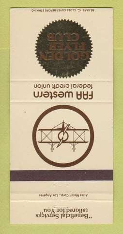 Matchbook Cover - Golden Flyer FAA Western Credit Union Los Angeles CA 30 Strike
