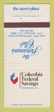 Matchbook Cover - Columbia Federal Savings Washington DC 30 Strike