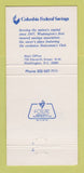 Matchbook Cover - Columbia Federal Savings Washington DC 30 Strike