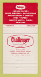 Matchbook Cover - Challenger Paper Manifold Toronto ON Hamilton 30 Strike