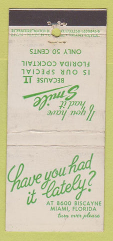 Matchbook Cover - Miami FL Bar Liquor Store WEAR 21 Strike Feature