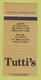 Matchbook Cover - Tutti's Sunrise FL Coral Gables 30 Strike
