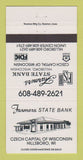 Matchbook Cover - Farmers State Bank Hillsboro WI WHITE 30 Strike