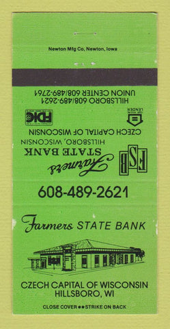 Matchbook Cover - Farmers State Bank Hillsboro WI GREEN WEAR 30 Strike