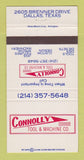 Matchbook Cover - Connolly Tool and Machine Dallas TX 1981 30 Strike