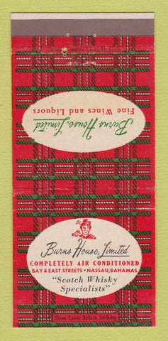 Matchbook Cover - Burns House Wines Liquors Nassau Bahamas 30 Strike