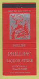 Matchbook Cover - Phililps' Liquor Store Stockton NJ 30 Strike