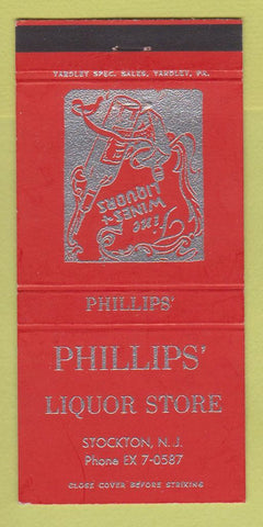 Matchbook Cover - Phililps' Liquor Store Stockton NJ 30 Strike