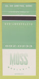 Matchbook Cover - Moss Moulerie Quebec QC restaurant 30 Strike