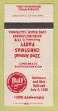 Matchbook Cover - B&O Railroad Long Beach Match Club 1978 CA 30 Strike