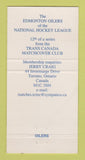 Matchbook Cover - Trans Canada Match Club Edmonton Oilers Hockey 30 Strike