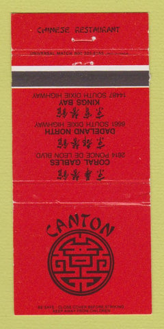 Matchbook Cover - Canton Chinese Restaurant Coral Gables FL 30 Strike