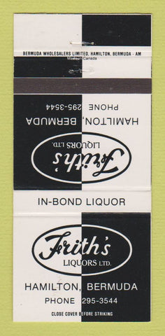 Matchbook Cover - Frith's Liquors Hamilton Bermuda 30 Strike