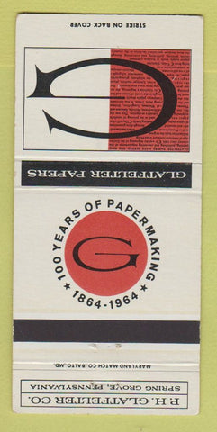 Matchbook Cover - Glatfelter Papers Spring Grove PA 30 Strike
