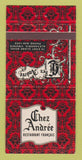 Matchbook Cover - Chez Andree Restaurant Alexandria VA 30 Strike