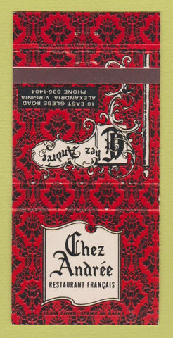 Matchbook Cover - Chez Andree Restaurant Alexandria VA 30 Strike
