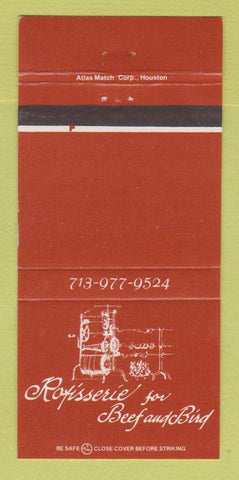 Matchbook Cover - Rotisserie for Beef and Bird Houston TX 30 Strike