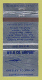 Matchbook Cover - Weld County Airport Greeley Colorado WEAR 30 Strike