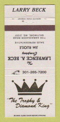 Matchbook Cover - Lawrence Beck Company Baltimore MD Trophies 30 Strike