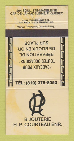 Matchbook Cover - Bijouterie HP Courteau Quebec QC 30 Strike