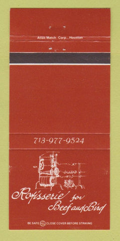 Matchbook Cover - Rotisserie for Beef and Bird Houston TX 30 Strike