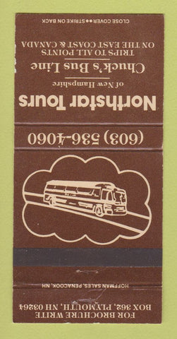 Matchbook Cover - Northstar Tours Chuck's Bus Line Plymouth NH 30 Strike