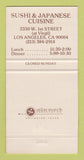 Matchbook Cover - Restaurant Hamayoshi Japanese Sushi Los Angeles CA 30 Strike