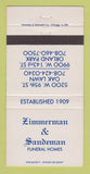 Matchbook Cover - Zimmerman Sandeman Funeral Orland Park Oak Lawn IL 30 Strike