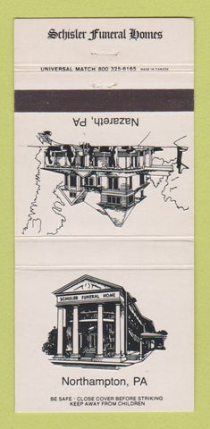 Matchbook Cover - Schisler Funeral Homes Northampton Nazareth PA 30 Strike