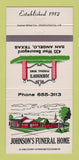 Matchbook Cover - Johnson's Funeral Home San Angelo TX 30 Strike