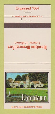 Matchbook Cover - Woodlawn Memorial Park Colma CA Funeral 30 Strike