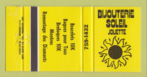 Matchbook Cover - Bijouterie Soleil Joliette QC Jewelry 30 Strike