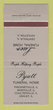 Matchbook Cover - Pyatt Funeral Home Pinckneyville Nashville Ashley IL 30 Strike