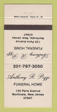 Matchbook Cover - Anthony R Pizzi Funeral Home Northvale NJ 30 Strike