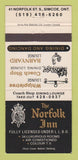 Matchbook Cover - Norfolk Inn Simcoe ON 30 Strike