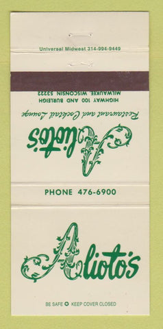 Matchbook Cover - Alioto's Restaurant Milwaukee WI 30 Strike