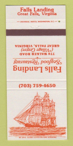 Matchbook Cover - Falls Landing Seafood Restaurant Great Falls VA 30 Strike