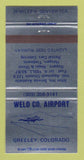 Matchbook Cover - Weld County Airport Greeley Colorado  30 Strike