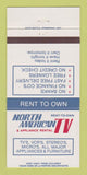Matchbook Cover North American Appliances Rental TV Kingston Vanier ON 30 Strike