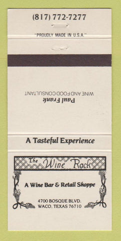 Matchbook Cover - The Wine Rack Wine Bar Liquor Store Waco TX 30 Strike