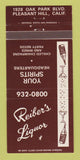 Matchbook Cover - Reiber's Liquor Pleasant Hill CA 30 Strike