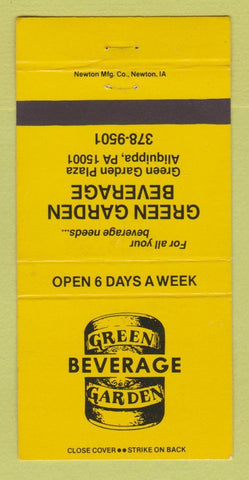 Matchbook Cover - Green Beverage Garden Liquor Aliquippa PA 30 Strike