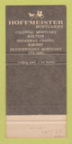 Matchbook Cover - Hoffmeister Funeral Home 30 Strike