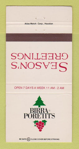 Matchbook Cover - Birra Poretti's Houston TX Christmas 30 Strike