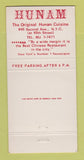 Matchbook Cover - Hunan Chinese Restaurant New York City 30 Strike