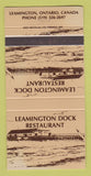 Matchbook Cover - Leamington Dock Restaurant Leamington ON 30 Strike