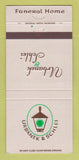 Matchbook Cover - Urbanek & Schlei Funeral Home Manitowoc WI 30 Strike