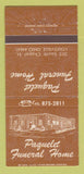 Matchbook Cover - Paguelet Funeral Home Louisville OH 30 Strike