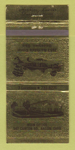 Matchbook Cover - Hopkins Lawver Funeral Home Uniontown Akron OH 30 Strike